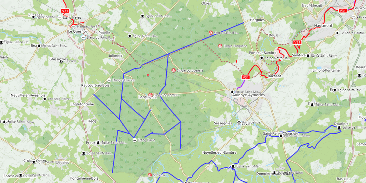 OSM Cycles de la Forêt de Mormal visualisée sur Komoot